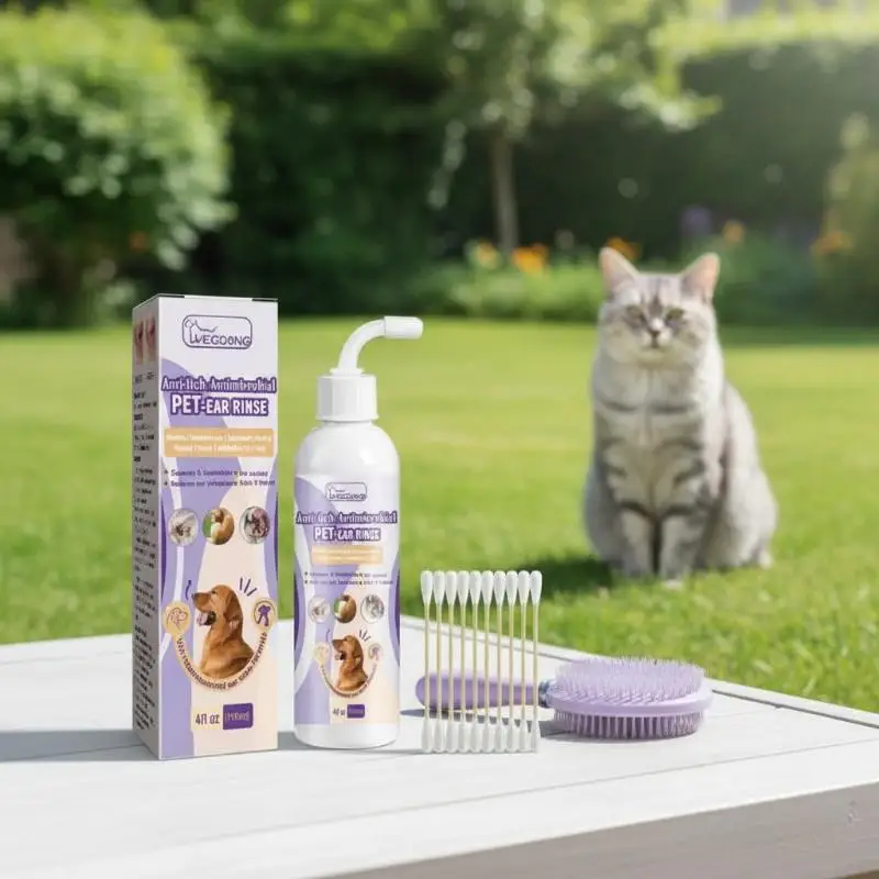 Yegbong Pet Ear Cleanser Liquid For Dogs Cats Relieve Ear Canal Odor Clean Ear Wax Pet Ear Washing Drops