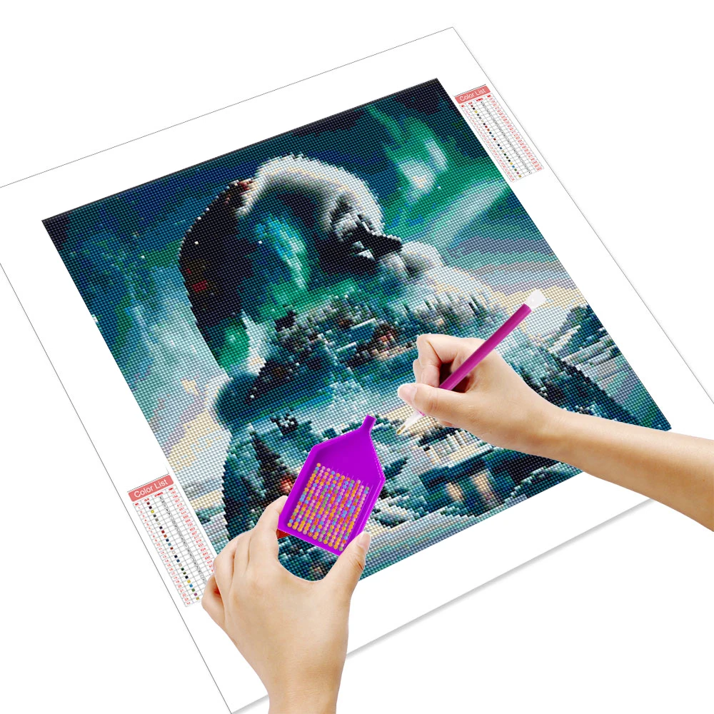 HUACAN 1pcs Diamond Painting Enchanted Santa Aurora Diamond Art Kit 5D DIY Rhinestone Full Drill Mosaic Picture Holiday Decor