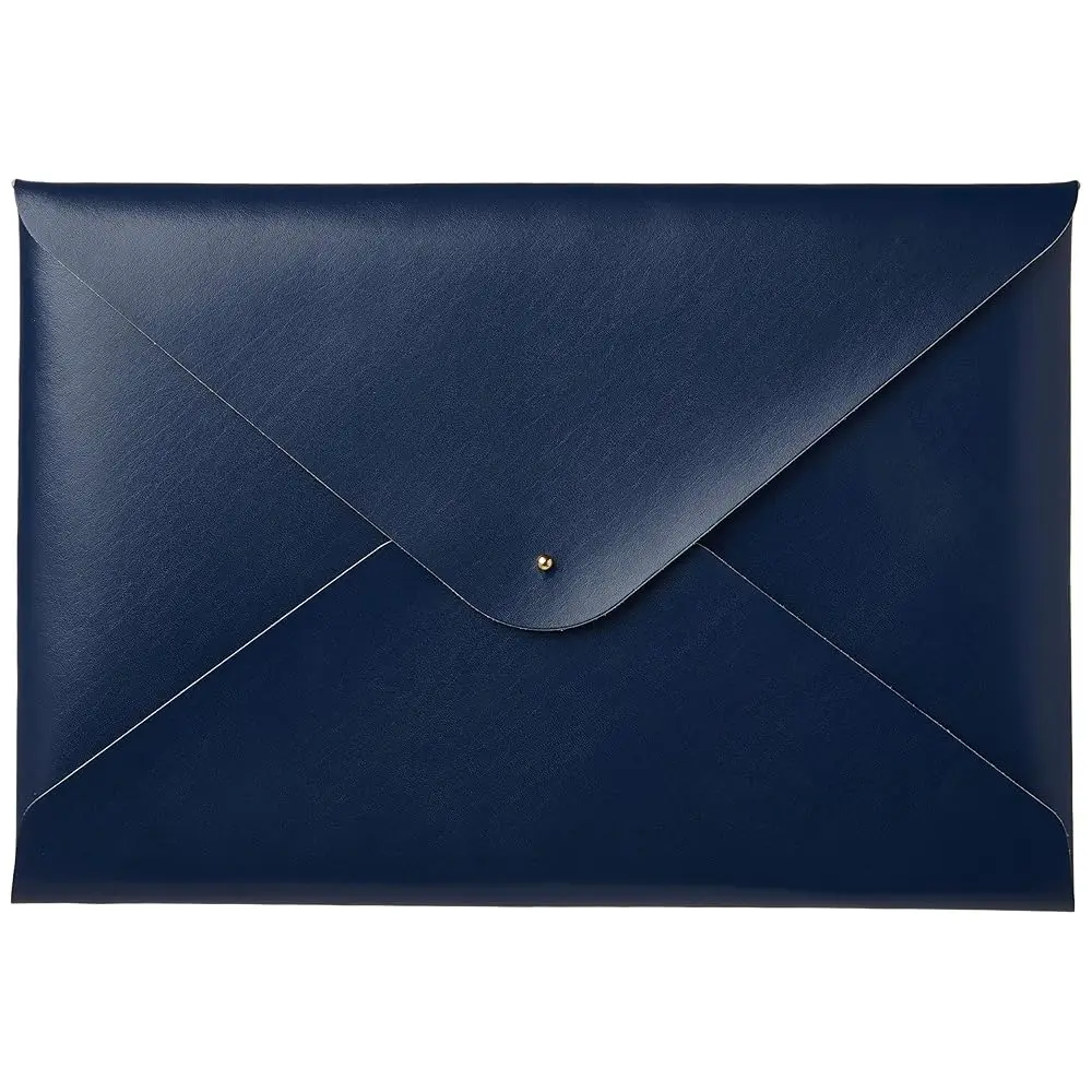 

Free Shipping-9 x 13-Inches Shiny Navy Blue Recycled Leather File Folder