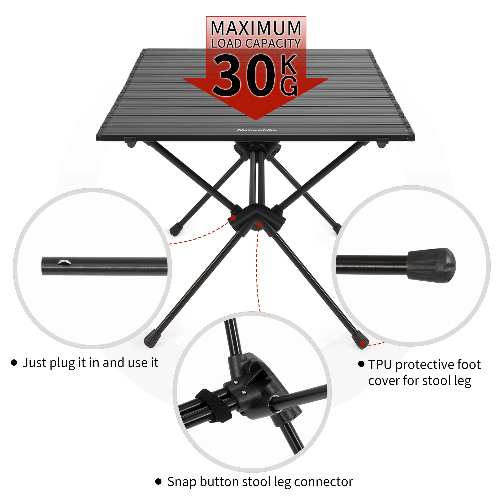 Naturehike Aluminum Alloy Camping Table Portable Folding Table Picnic BBQ Outdoor Tables Furniture Retractable Tourist Table