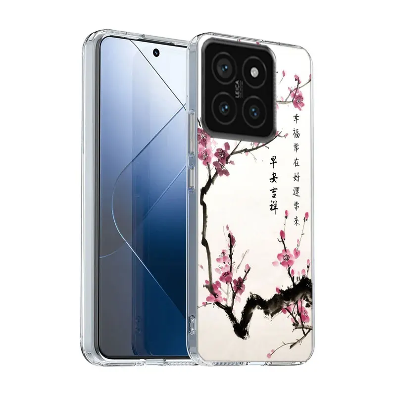 Cherry Blossom Tree Clear Phone Case For Xiaomi Poco X6 X5 Pro X4 X3 NFC F4 GT F6 F5 F3 M5 M5S M4 M3 Pro F2 F1 TPU Pattern Soft