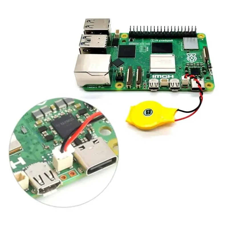 5-Th Generation RTC Clock Battery JST Interface 64mAh Supports Charging Raspberry Pi-5 Dedicated
