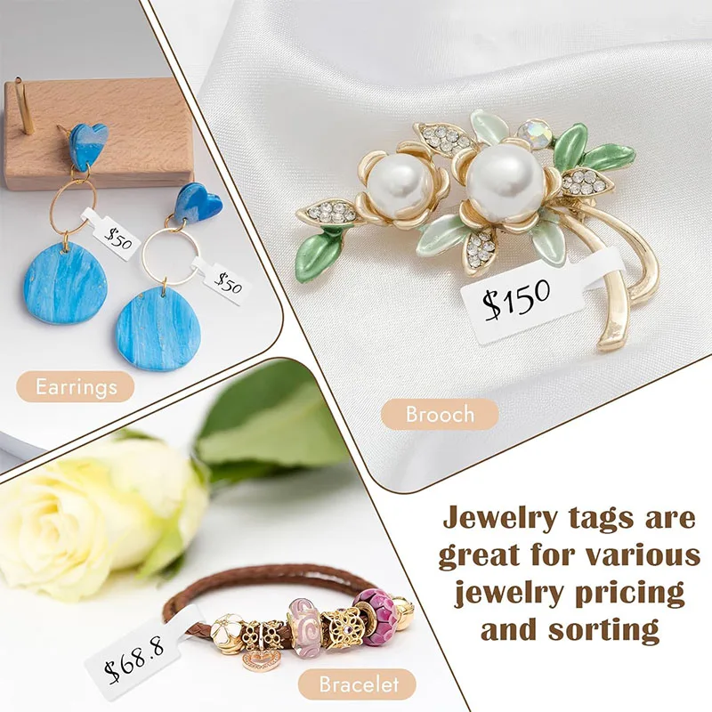 مجوهرات التسمية الحرارية ذاتية اللصق السعر ملصق العلامة قلادة القرط حلقة دائم للطباعة لفة تسميات ورقة زخرفة العرض