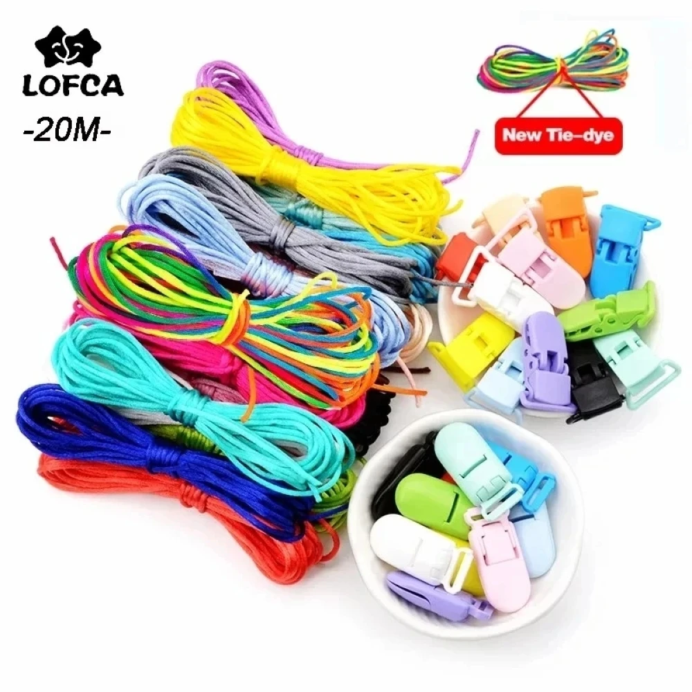 LOFCA Wholesale 20m/lot Nylon Cord Colorful For Teething Necklace Making Toy DIY Accessary String Bracelet Pacifier Clip Chain