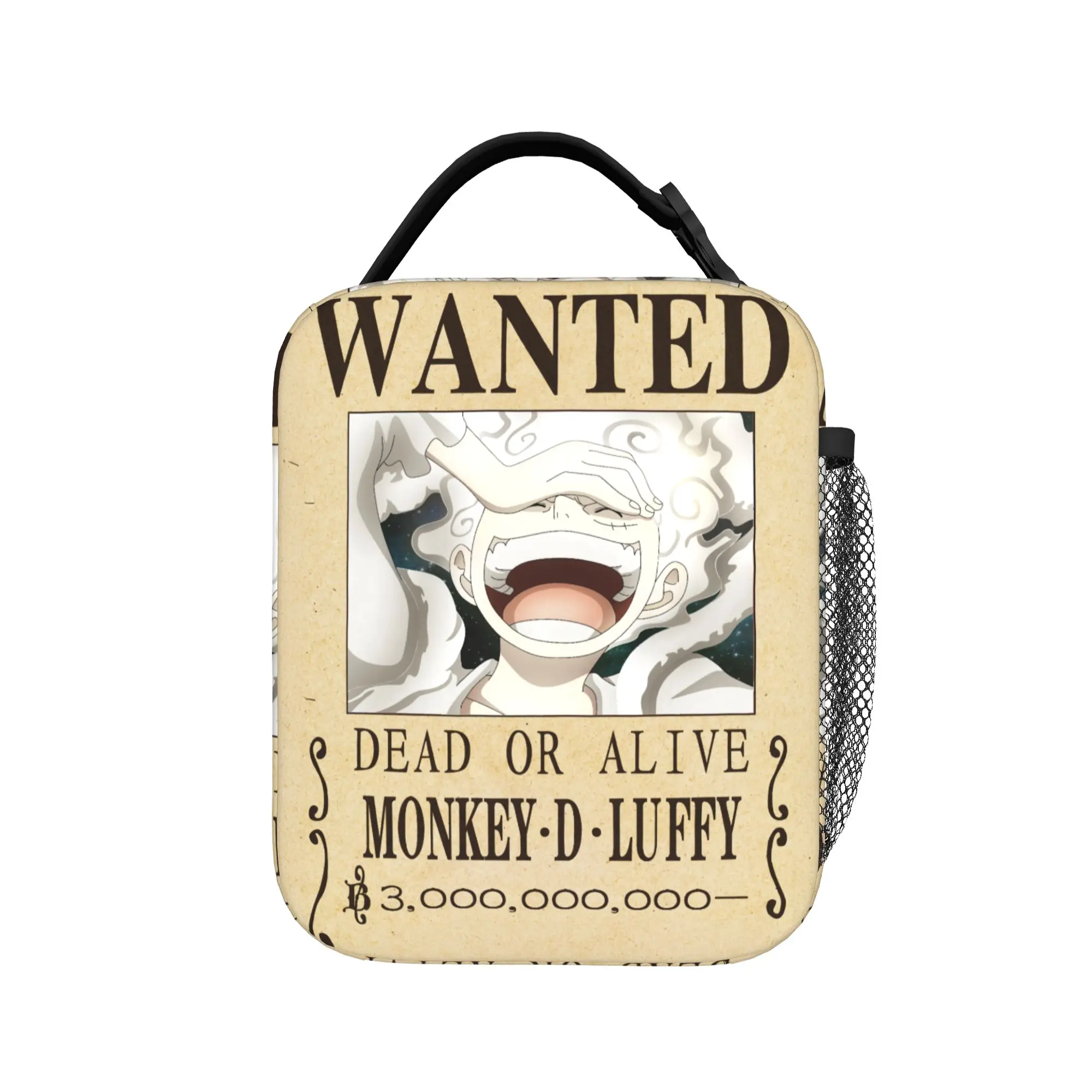 Ones Pieces Anime Wanted Posters Thermal Insulated Lunch Bag for Travel Luffys Portable Bento Box Cooler Thermal Lunch Box