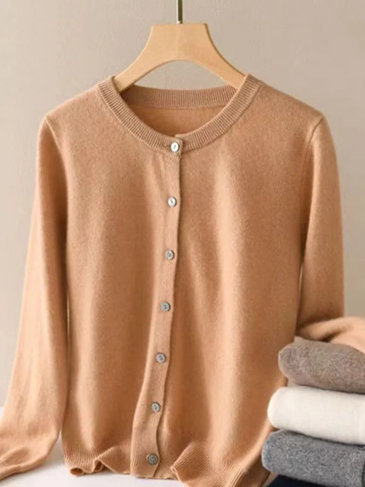 women\'s Cashmere Sweater O-Collar Long sleeve Button Sweater Casual Let ter Cardigan Harajuku Coat Shirt Top Korean Knitwear