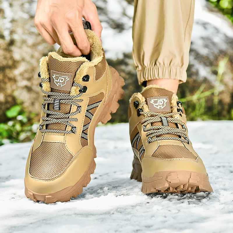 

Men's Large-sized Winter Outdoor Anti-slip Professional New Solid Color Fashion Brand High-quality Warm Mesh Mid-top Snow Boots