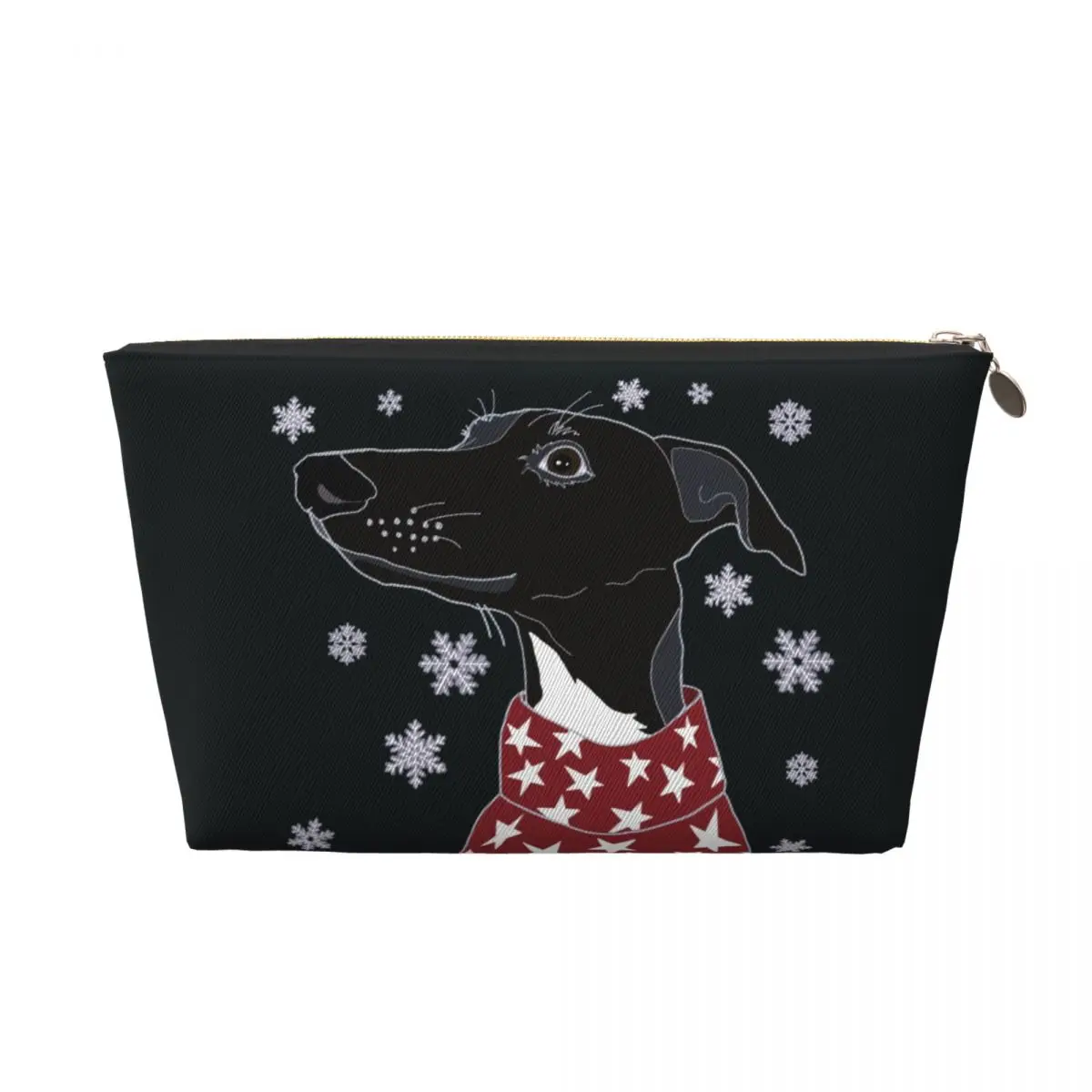 Custom Cute Winter Whippet Travel Cosmetic Bag Lurcher Greyhound Dog Makeup Toiletry Organizer Lady Beauty Storage Dopp Kit