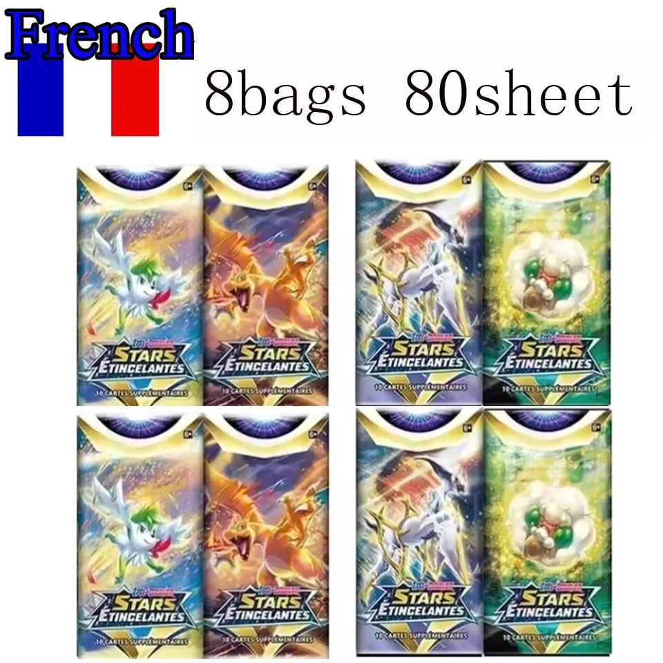 4-8 عبوات صندوق بوكيمون فرنسي TCG: Ecarlet & Violet Etsncelles Astral Radiance Obsidian Flames Booster Box Pokemones لعبة ببطاقات ورقية #5