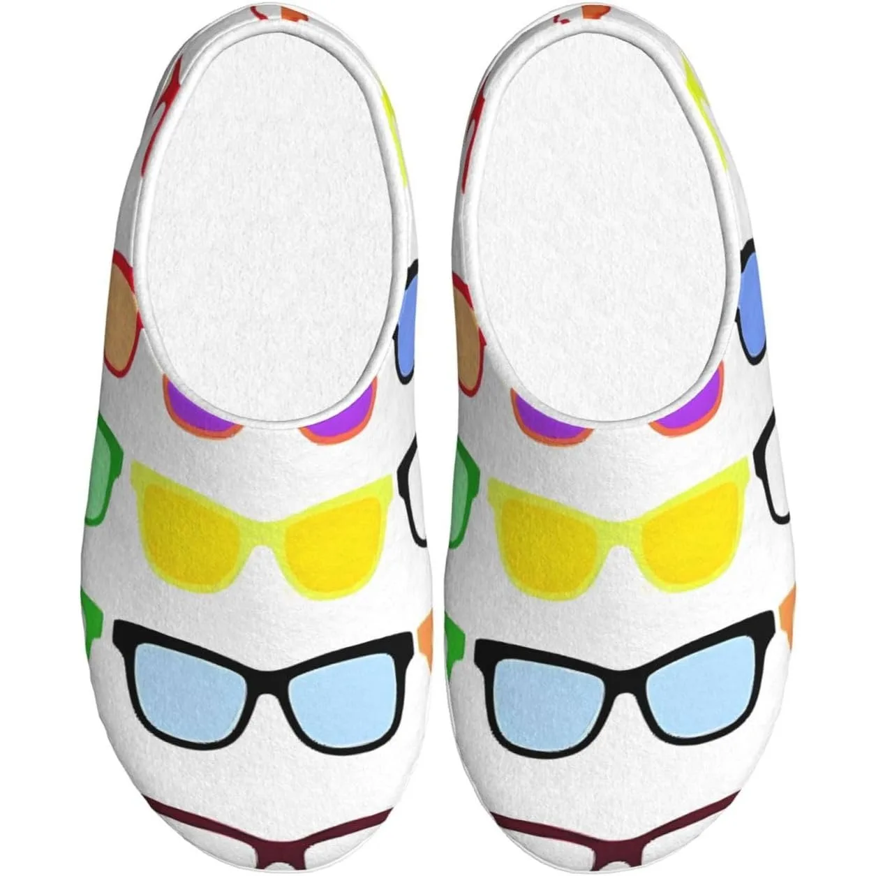 

Colorful Eye Glasses Women’s Cozy Slippers Soft Cotton Indoor & Outdoor House Slippers With Anti-Slip Sole