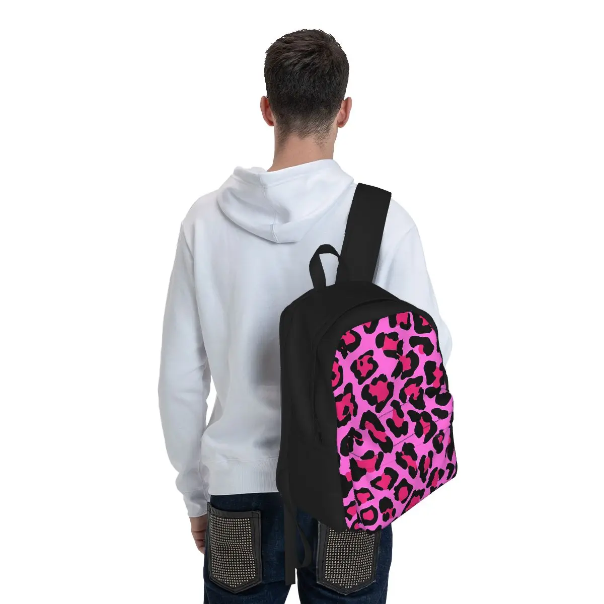 

Neon Pink Leopard Print Cheetah Pattern Backpack Hot Sale Daypack Large Capacity Kids BookBag School Bag for Men Women