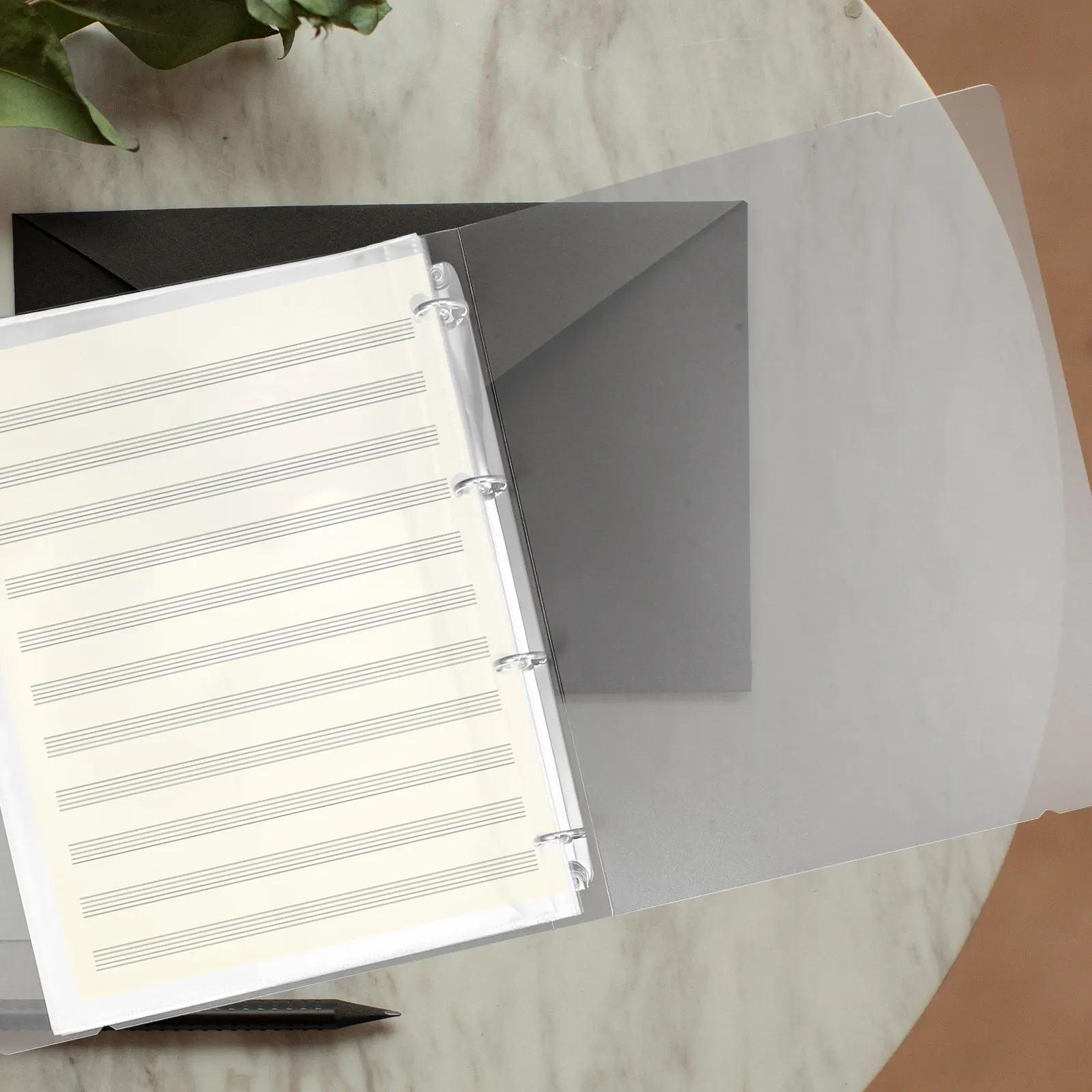 

Sheet Music Binder A4 Size Holds 30 Pages Clear PP Folder with 4-Hole O-Ring System Easy Insert Remove for Organizing Music
