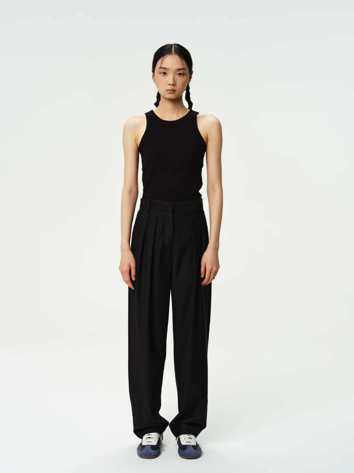 

TEINEIN Doublepleated Straight Leg Trousers mid Waist Long Pants Women's Faion Autumn Collection Busin Casual Pants