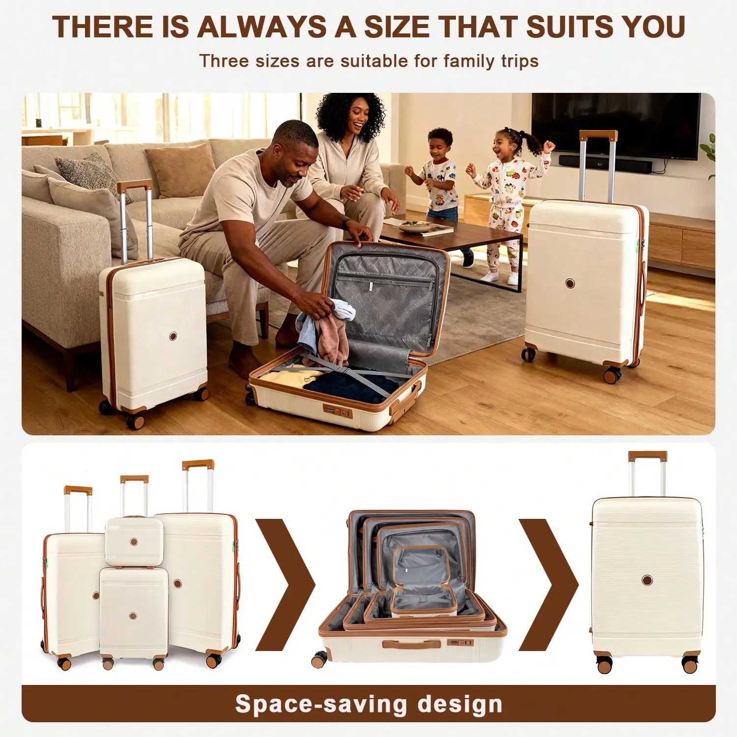 4pcs Family Travel Luggage Set In Rose Golden - 13