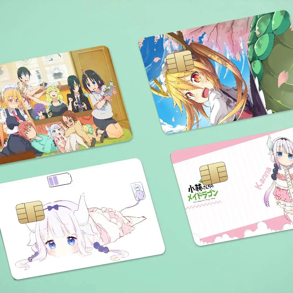 Anime Miss Kobayashi's Dragon Maid Anime Front Cover Film Sticker Skin For Credit Debit Card Small Large Chip 1 Set Of 4 Pcs