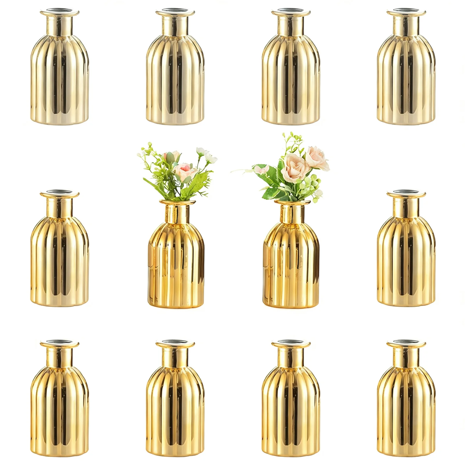 Sleek Flower Vase Unique Gold Vases Elegant Gold Decor For Living Room Modern Vases For Flowers