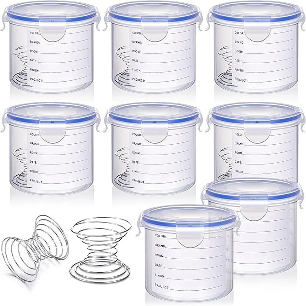 600ml Mixing Container Set 8 Pieces with Sealing Lids and Etched Measurement Scale for Consistent Blending Results