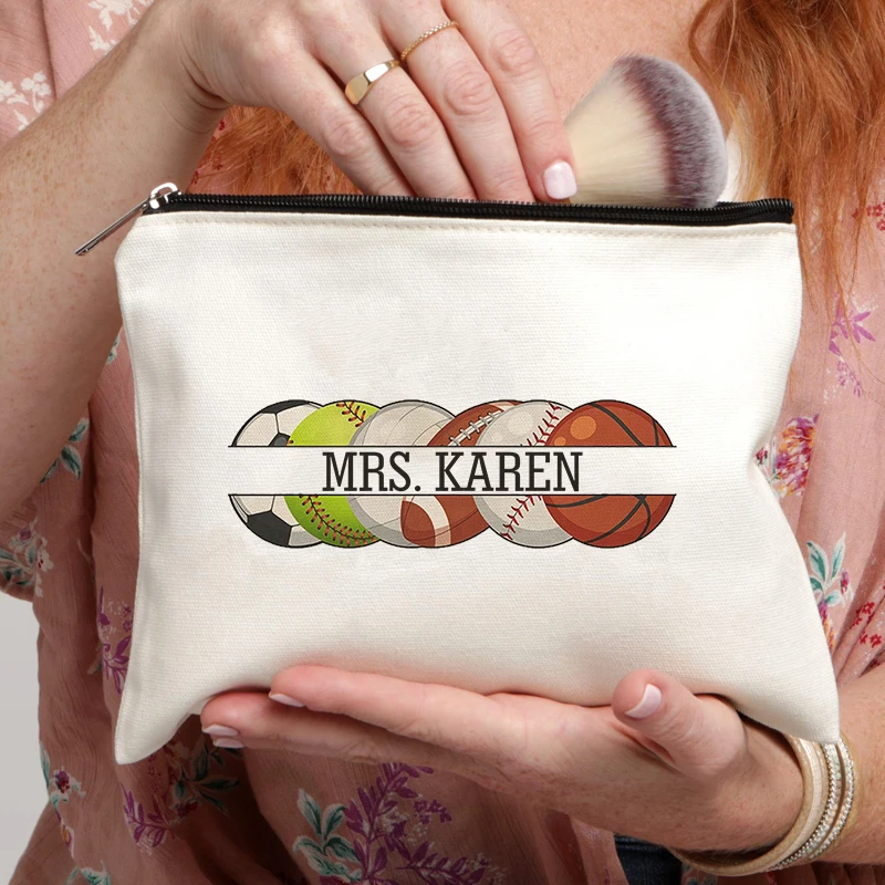 حقيبة مكياج مخصصة للمعلم من البولي ايثيلين اسم مخصص للتعليم الطبيعي حقيبة مستحضرات التجميل لهدايا مدرب المدرسة لمعلم البولي ايثيلين