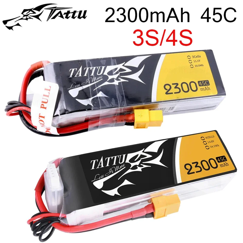 1pc Tattu Lipo Battery 2300mAh Lipo 3S 4S 11.1V 14.8V 45C XT60 Plug FPV Drone Power for FPV Frame RC Helicopter Plane Car