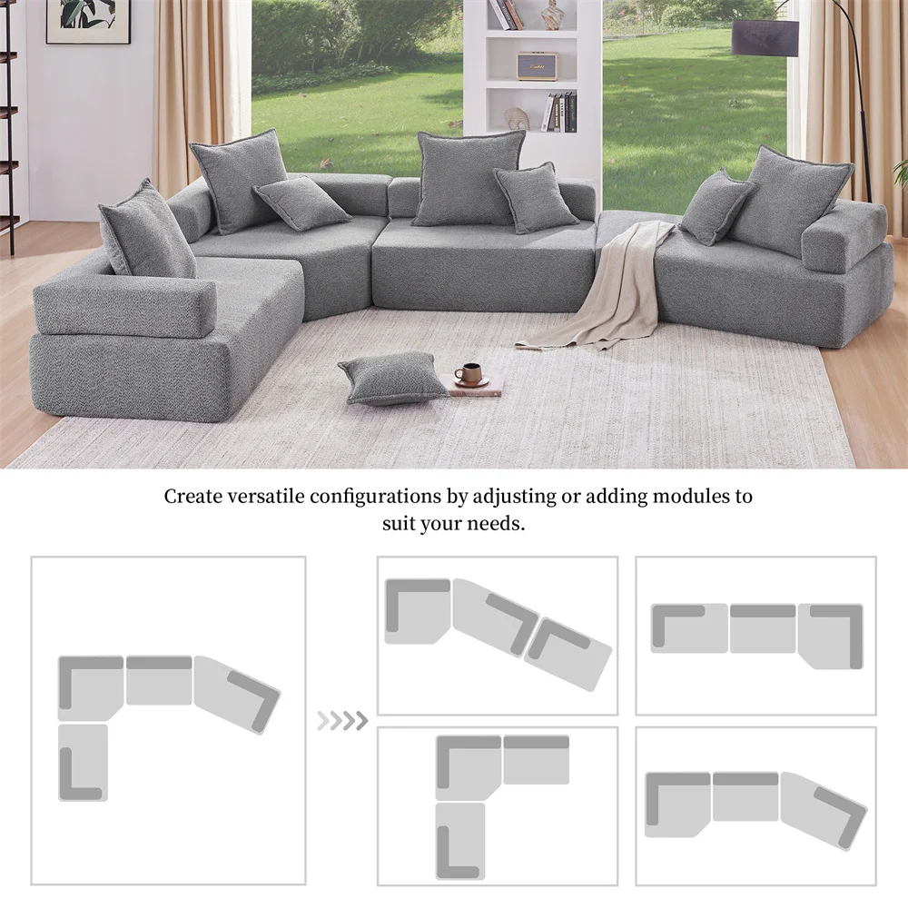 #￥2025 New Oversize Modular U Shaped Sectional Sofa Luxury Boucle Floor Couch Set Convertible Compressed Free Combination Couch