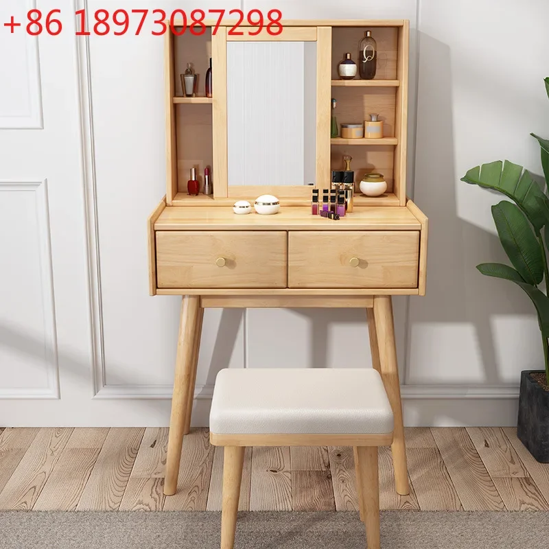 Nordic push-pull solid wood dresser makeup table modern simple storage small apartment makeup table