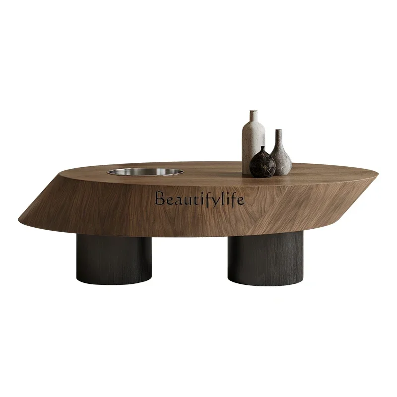 Retro oval coffee table light luxury simple designer style quiet wind color matching coffee tableSSS
