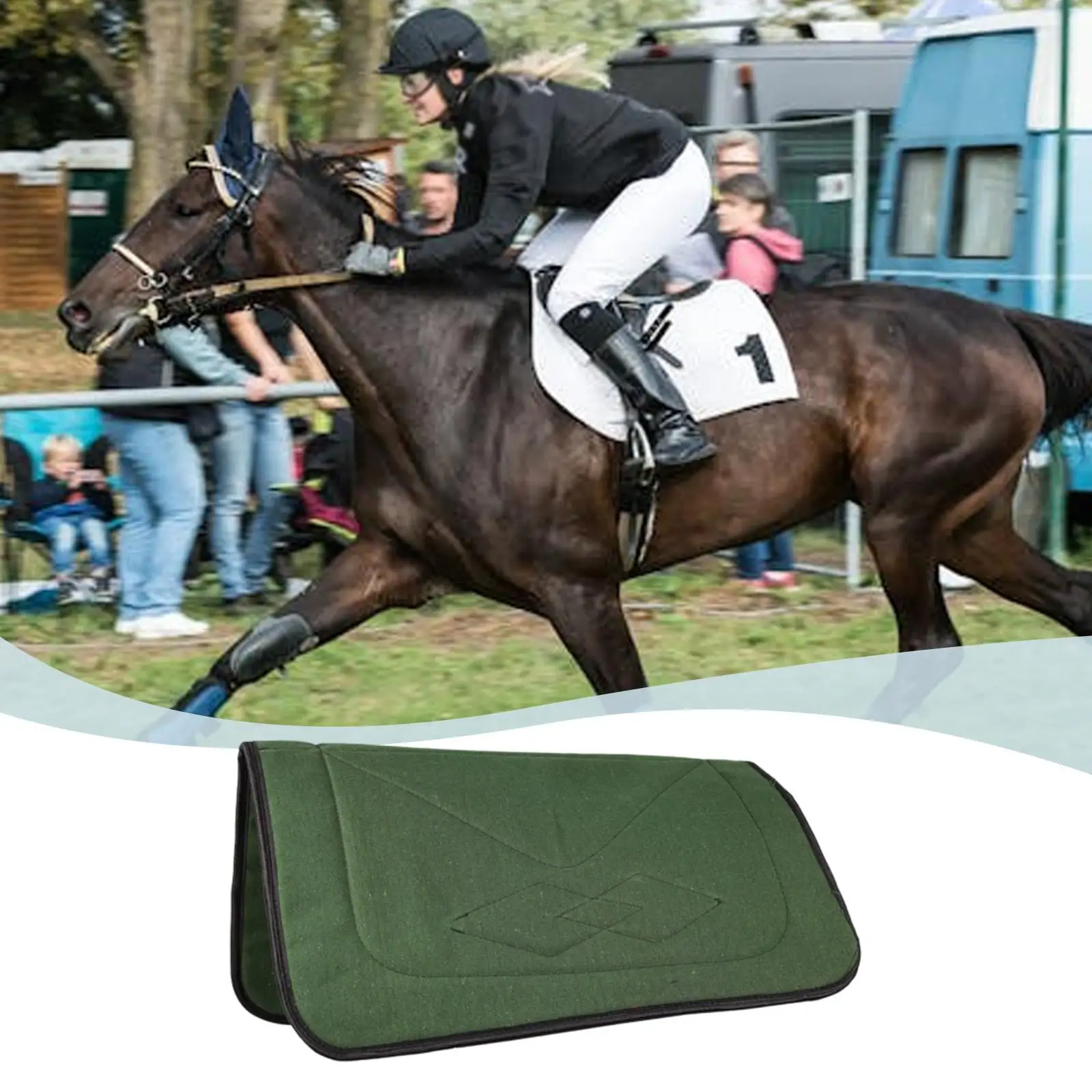 

Non Slip Horse Saddle Pad Wool Felt Shock Absorption Breathable Riding Pad Equestrian Seat Cushion for Stable Outdoor Equipment