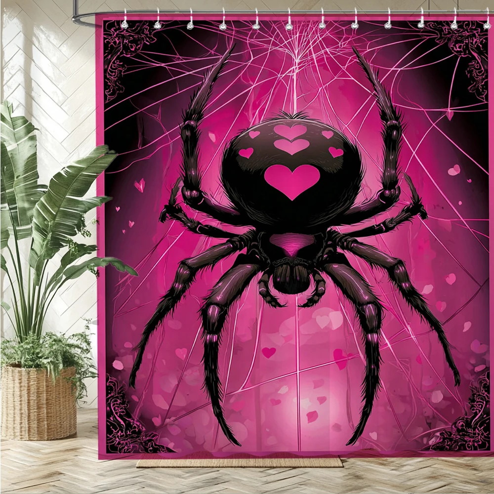 

Modern Spider Shower Curtain 3D Printed Polyester Fabric Funny and creative Bathroom Curtains Home Decor Curtain With Hooks