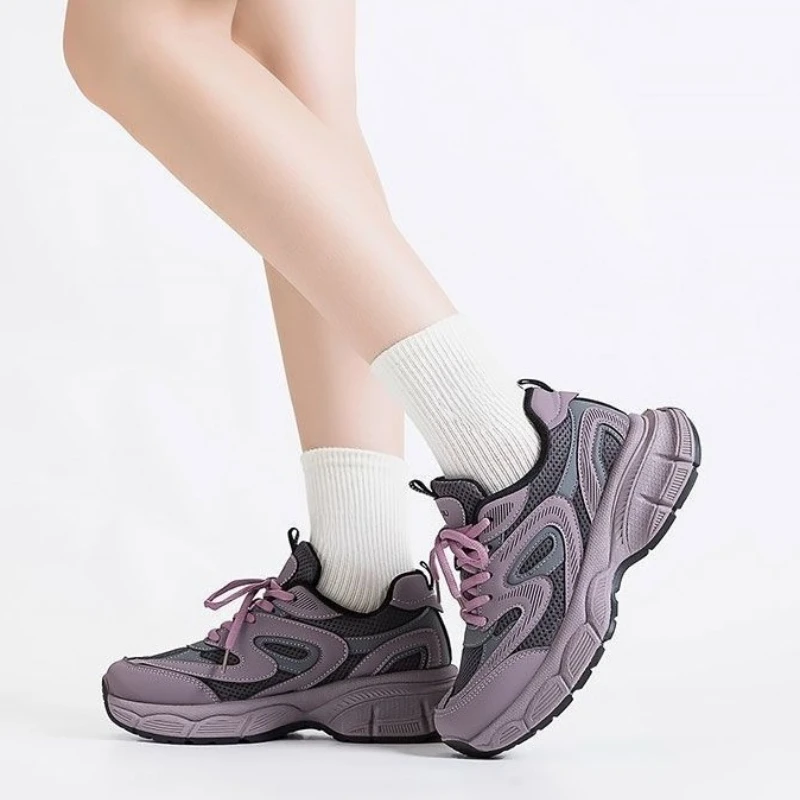 

​Thick Sole Women's Dad Sneakers Purple 2025 Spring Fall New Arrival Bestseller Student Versatile Casual Athletic Shoes​
