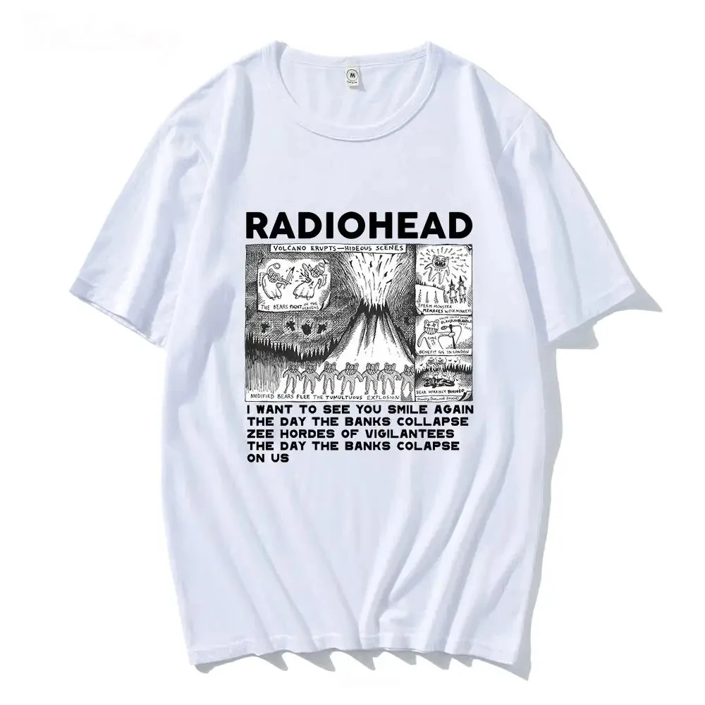 Radiohead Graphic Men Print T-Shirt Hip Hop Rock Band T Shirt Fashion Casual Crew Neck Short Sleeve Plus Size T Shirt Unisex Tee