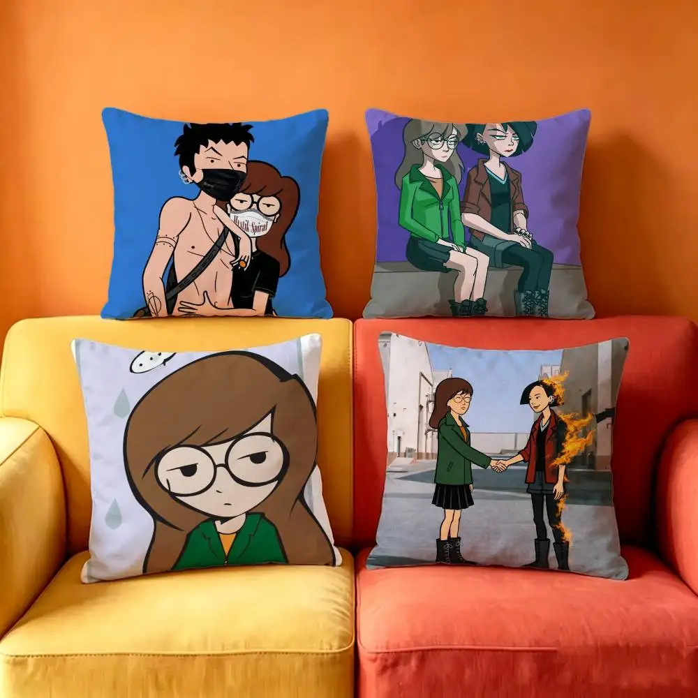 CARTOON D-DariaS Square Double-Sided printed Pillow Case Bedroom Bedside Pillow Sofa Cushion Cover
