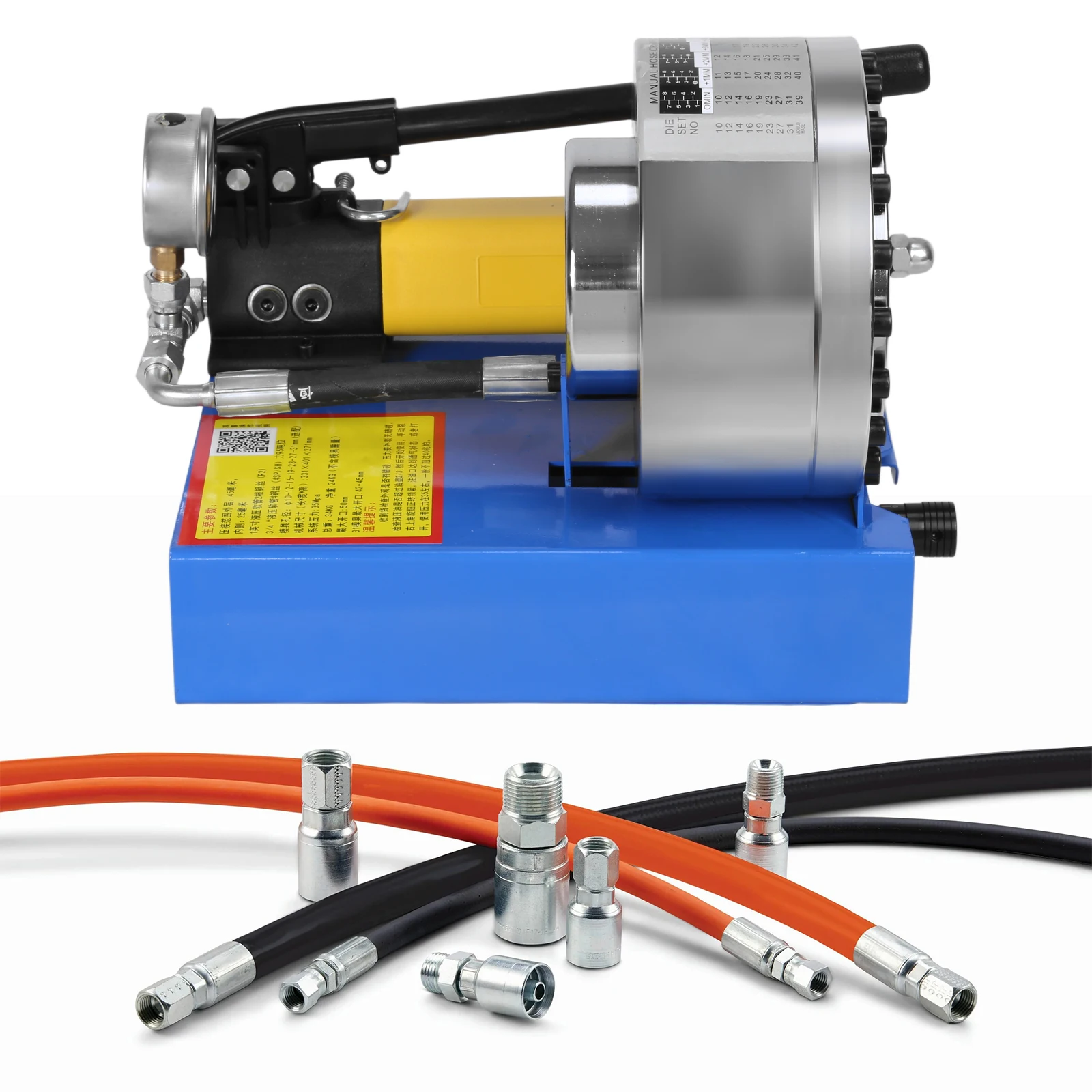 

Hydraulic Hose Crimper Machine with 7 Sets of Dies 10-30mm High Pressure Hydraulic Hose Crimping Tool