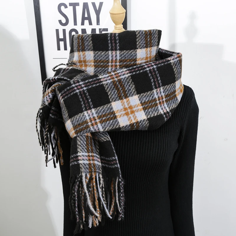 Winter Scarf for Women Winter Korean Color Matching Striped Scarf Fashion Lady Long Thicken Warm Shawl Wrap Scarves R28