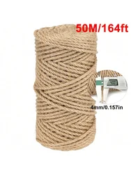 4MM Jute Rope,49ft/98ft/164ft Rugged Jute Rope,brown Decorative Hemp Rope for Artwork, Gardening,bundling, Camping, Decoration and DIY Craft
