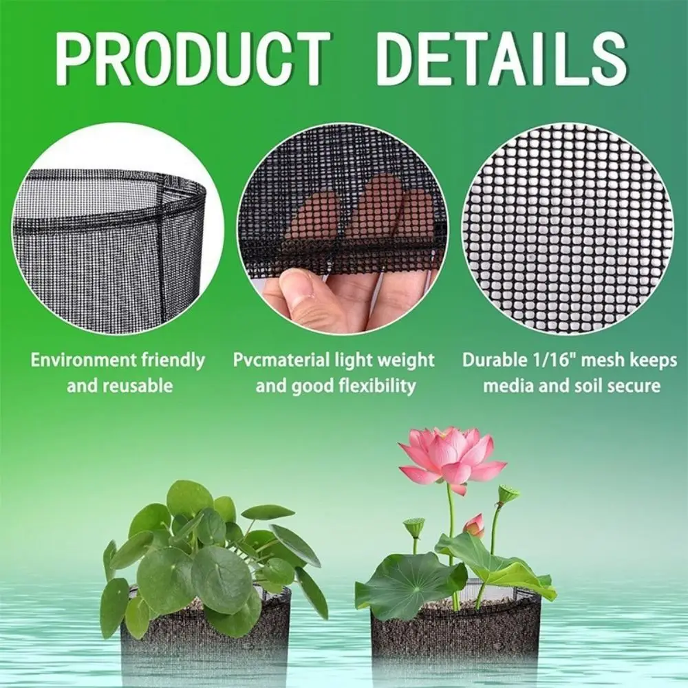 PVC Aquatic Planting Basket Fine Mesh Breathable Structure Pond Planting Basket Reusable Water Permeable Water Plant Basket