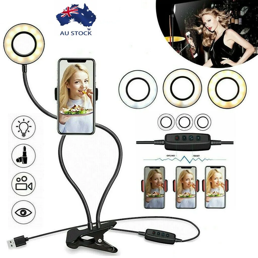 

Selfie Ring Light With Flexible Mobile Phone Holder Lazy Bracket Desk Lamp LED For Youtube Live Stream for iPhone Samsung HUAWEI