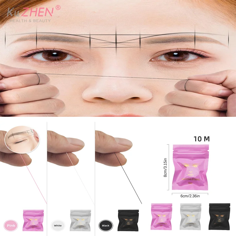 

10M Microblading Mapping String Pre-Inked Makeup Eyebrow Marker Thread Tattoo Brows Positioning Dyeing Line PMU Measuring Tool