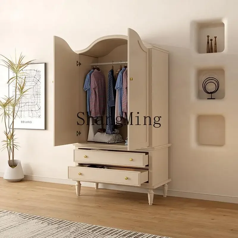 

CL solid wood wardrobe cream wardrobe small apartment single apartment cabinet