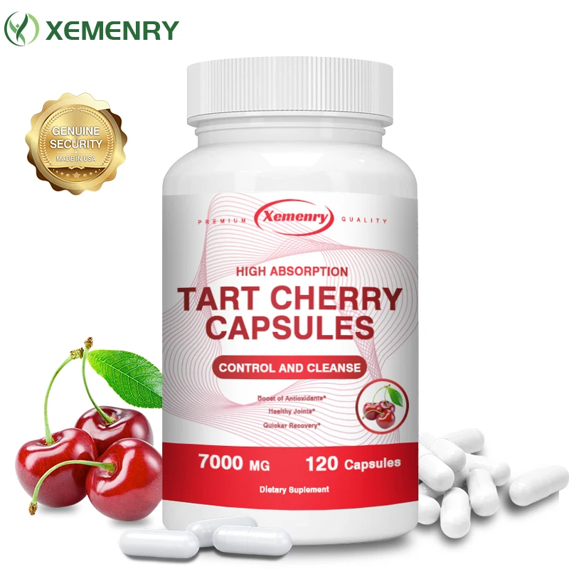 Natural Organic Tart Cherry Capsules - 7000 Mg, 120 Capsules, Antioxidant Support, Joint Support and General Health Non-GMO