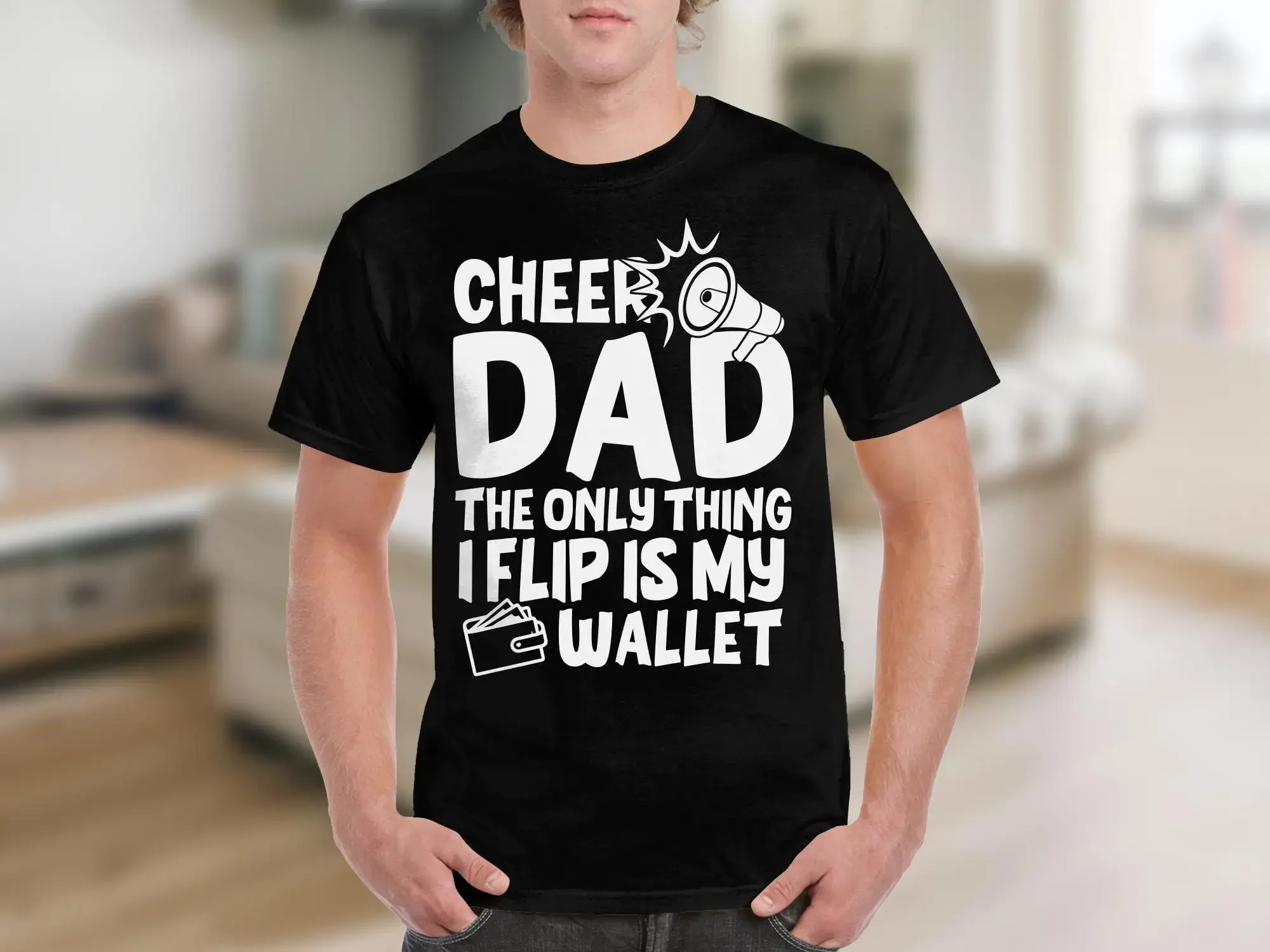 Camiseta Cheer Dad con cita divertida, día del padre, lo único que Flip es mi billetera