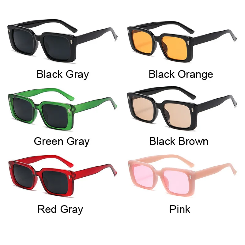 Fashion Square Sunglasses Woman Vintage Orange Brand Designer Sun Glasses Female Shades Mirror Outdoor Retro Rivet Eyewear
