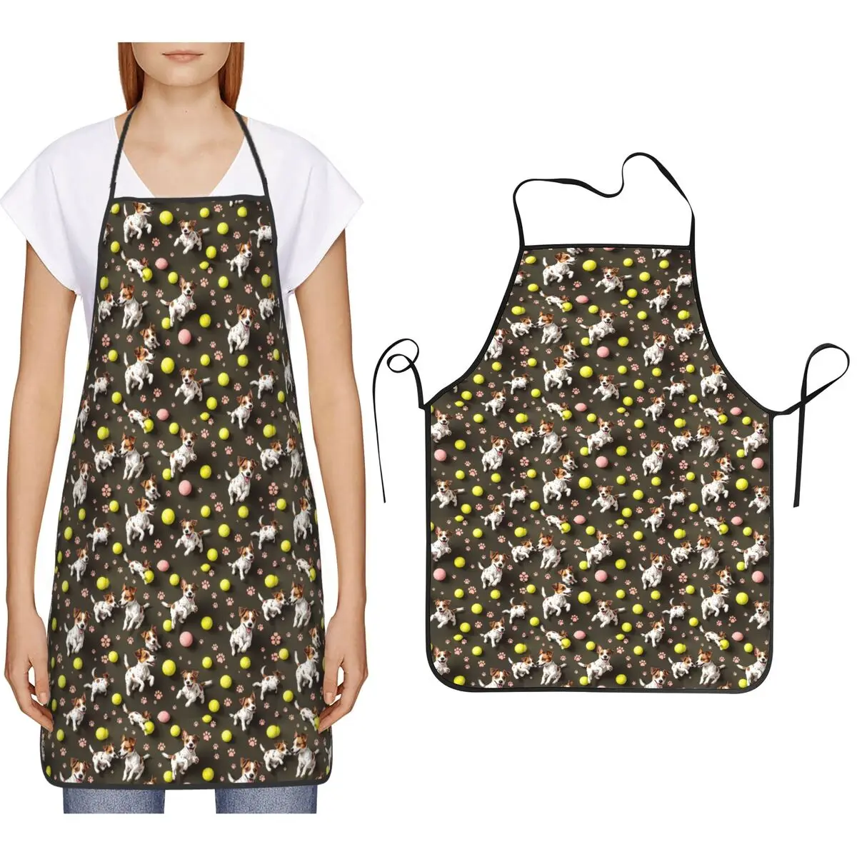 Jack Russell Terrier Dog Apron Chef Cooking Baking Tablier Bib Kitchen Cleaning Pinafore for Women Men Painting