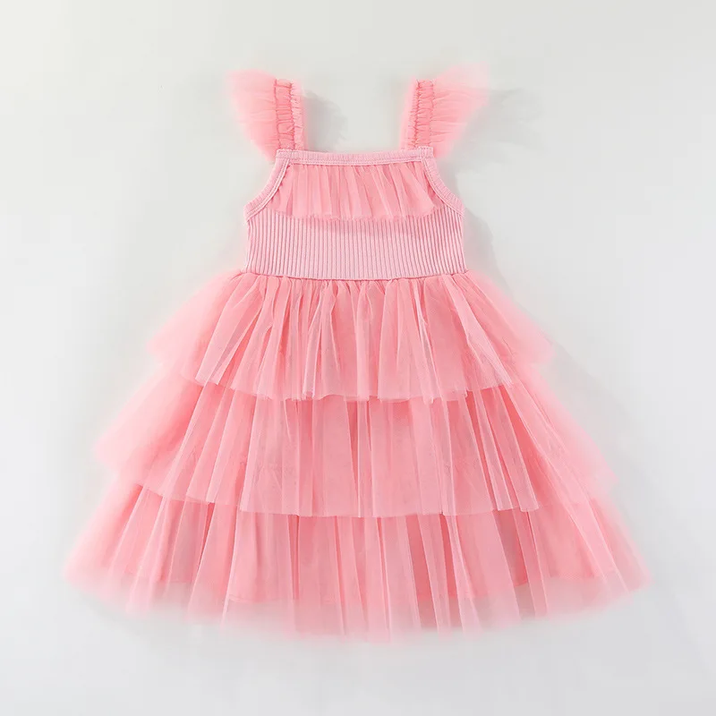 MILANCEL New Summer Kids Dress 18M-6T Cute Girls Cherry Suspenders Mesh Dress Thin Ventilate Children Sweet Clothes