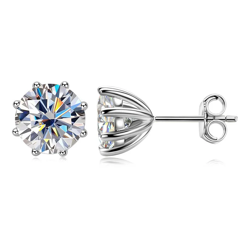 2 Carat Moissanite S925 Sterling Silver Elegant Octopus Claw Earrings Women's Jewelry Direct From Cross-Border Factory