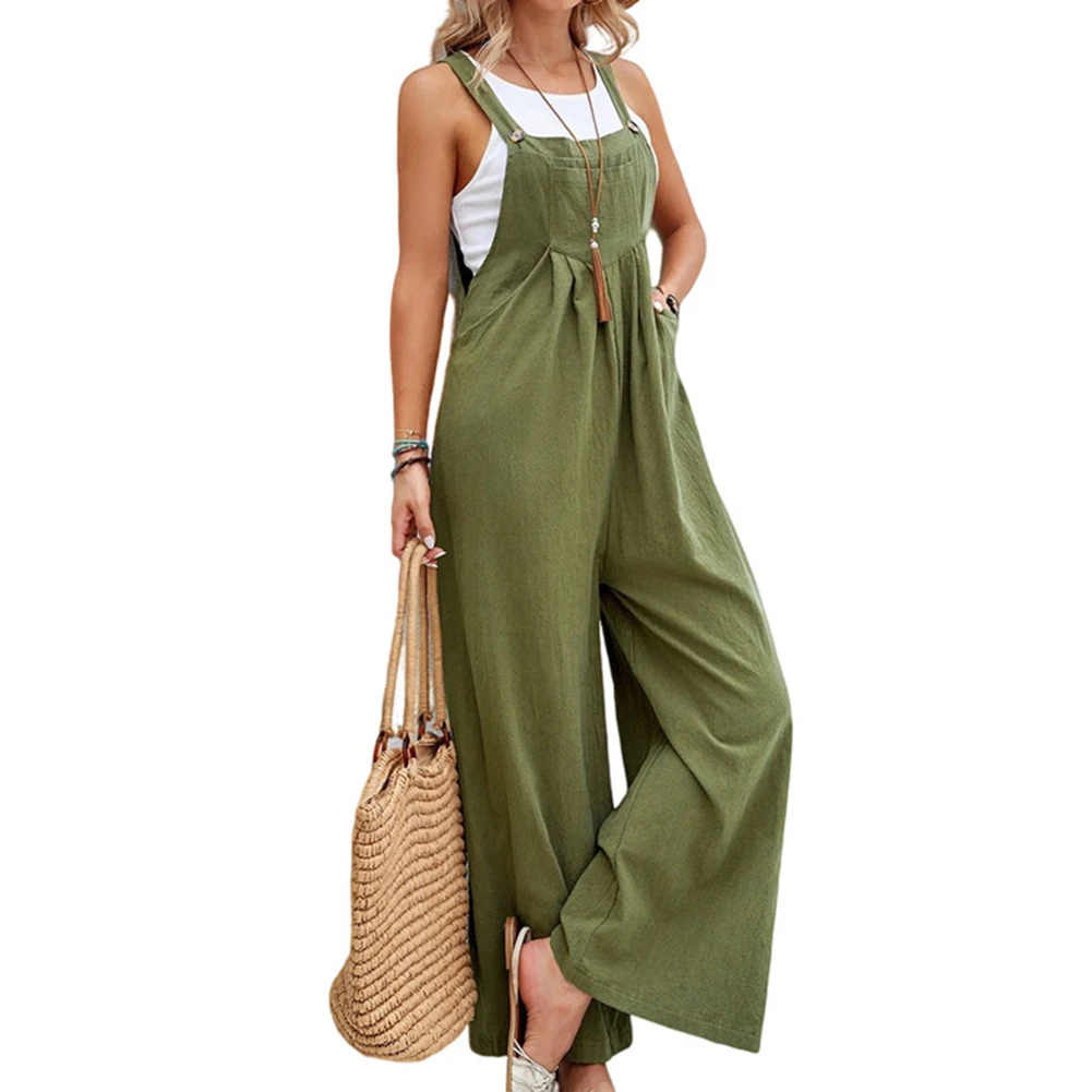 Loose Rompers Jumpsuit Retro Spring S-XXL Solid Color Wide Leg 1pcs Cotton Inelastic Female Women Brand New Casual