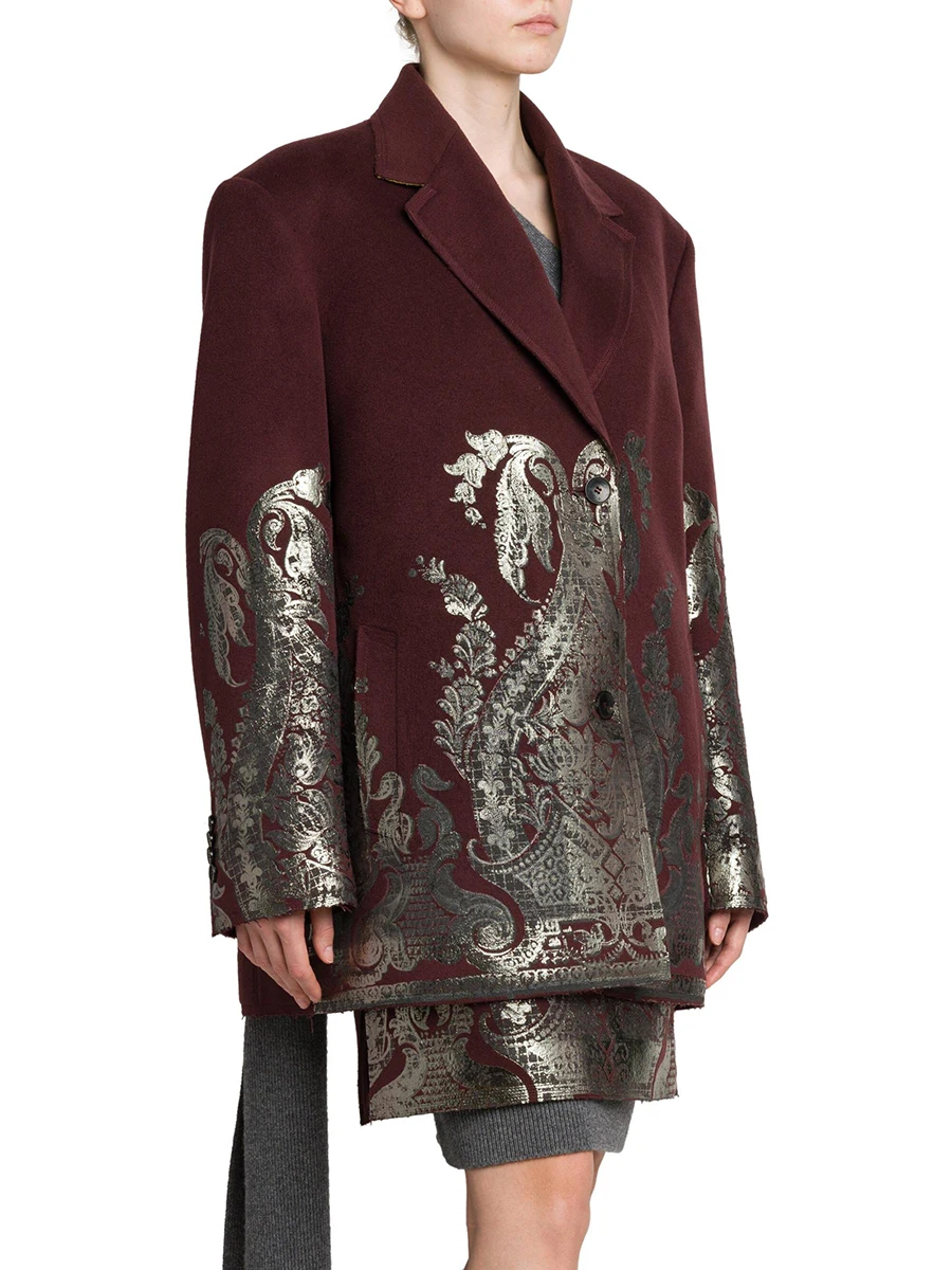 CHICEVER Vintage Spliced Printing Blazers for Women Notched Collar Long Sleeve Patchwork Button Temperament Style Coats Female