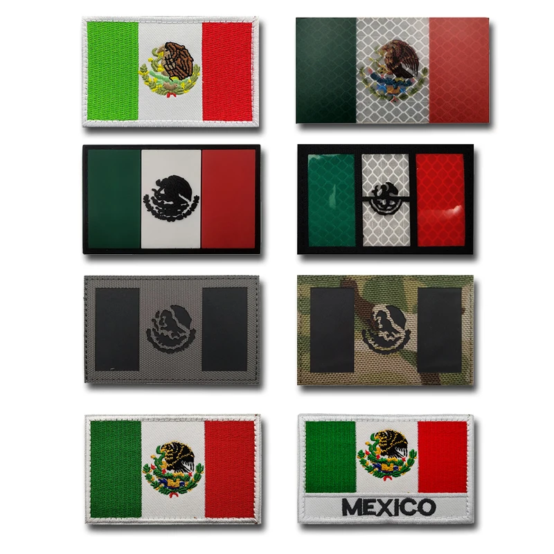 Mexico Flag Embroidered Patch PVC IR Reflective Mexican Tactical Army Hook National Eagle Applique Accessories badge patches