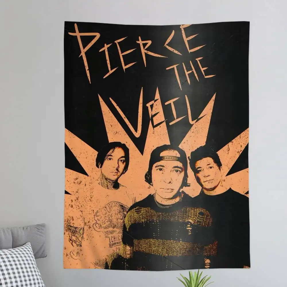 P-Pierce The Veil Band Anime Tapestry Hippie Flower Wall Carpets Dorm Decor Cheap Hippie Wall Hanging