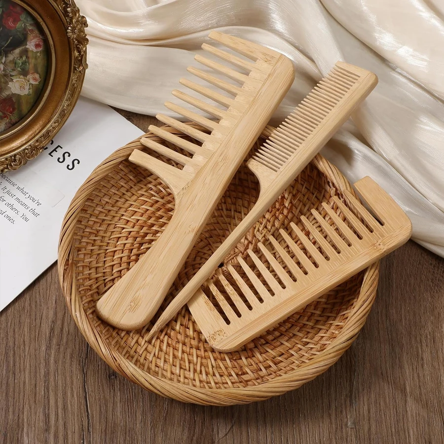1pc/3pcs Handmade Bamboo Anti-Static Combs Set, Natural Bamboo Comb for Women Men Hair, Beard Wood Combs For Teasing Strands & P