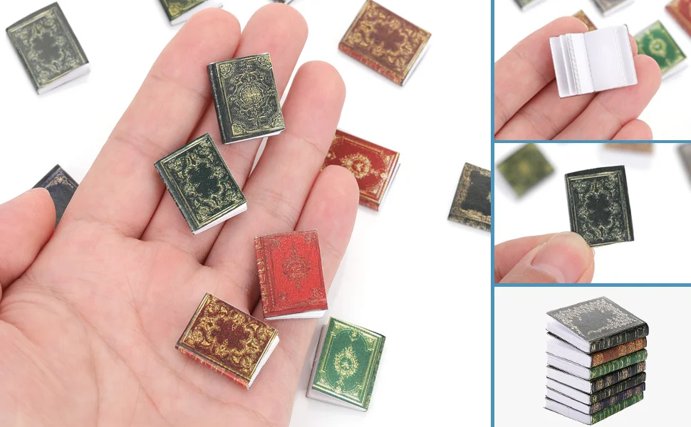Miniatur-Puppenhaus-Bücher-Sortiment im Maßstab 1:12 – lebendiges dekoratives Zubehör für Puppenhaus, Rollenspiele und Spielzeugzubehör – Detail 4